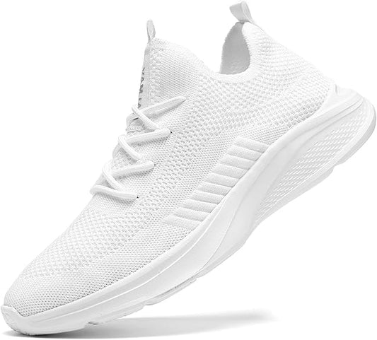 Men's breathable knitted lace-up running shoes